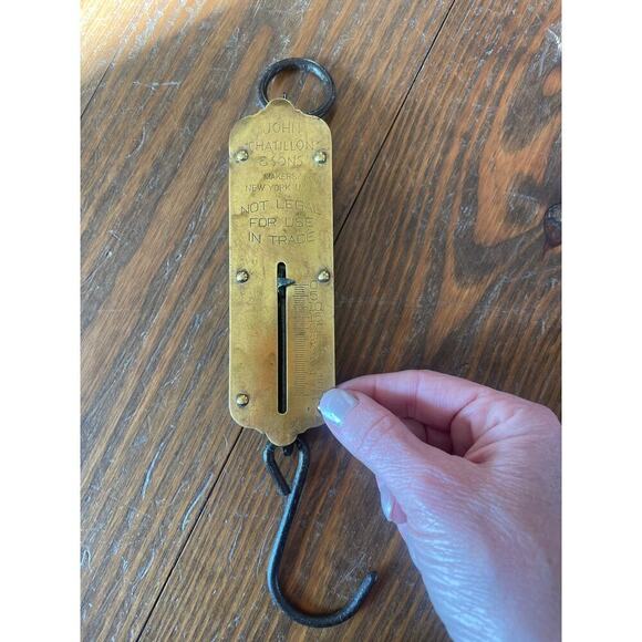 Chatillon and Son's Other - Vintage Brass Chatillon and Sons 50 LB No. 2 Hanging Balance Spring Scale NY
